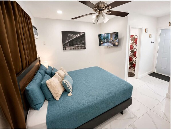 1 bedroom, iron/ironing board, travel crib, WiFi