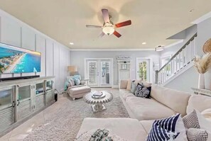 TV, offices - Blu’s Away - Short Walk to the Beach! Just steps from the Pool! Rooftop Deck with beautiful views! Sleeps 12 (Santa Rosa Beach)