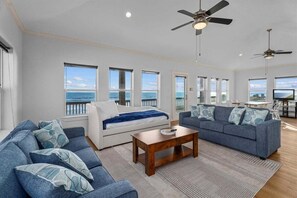 Living area - Beachfront | Wraparound Deck | Steps to Sand (Bolivar Peninsula)