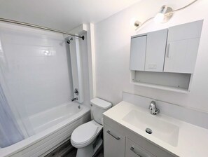 Secador de cabelo, toalhas de banho, sabonete, papel higiênico