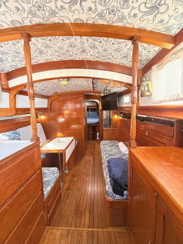 Anchored sailboat stay in beautiful St. Augustine