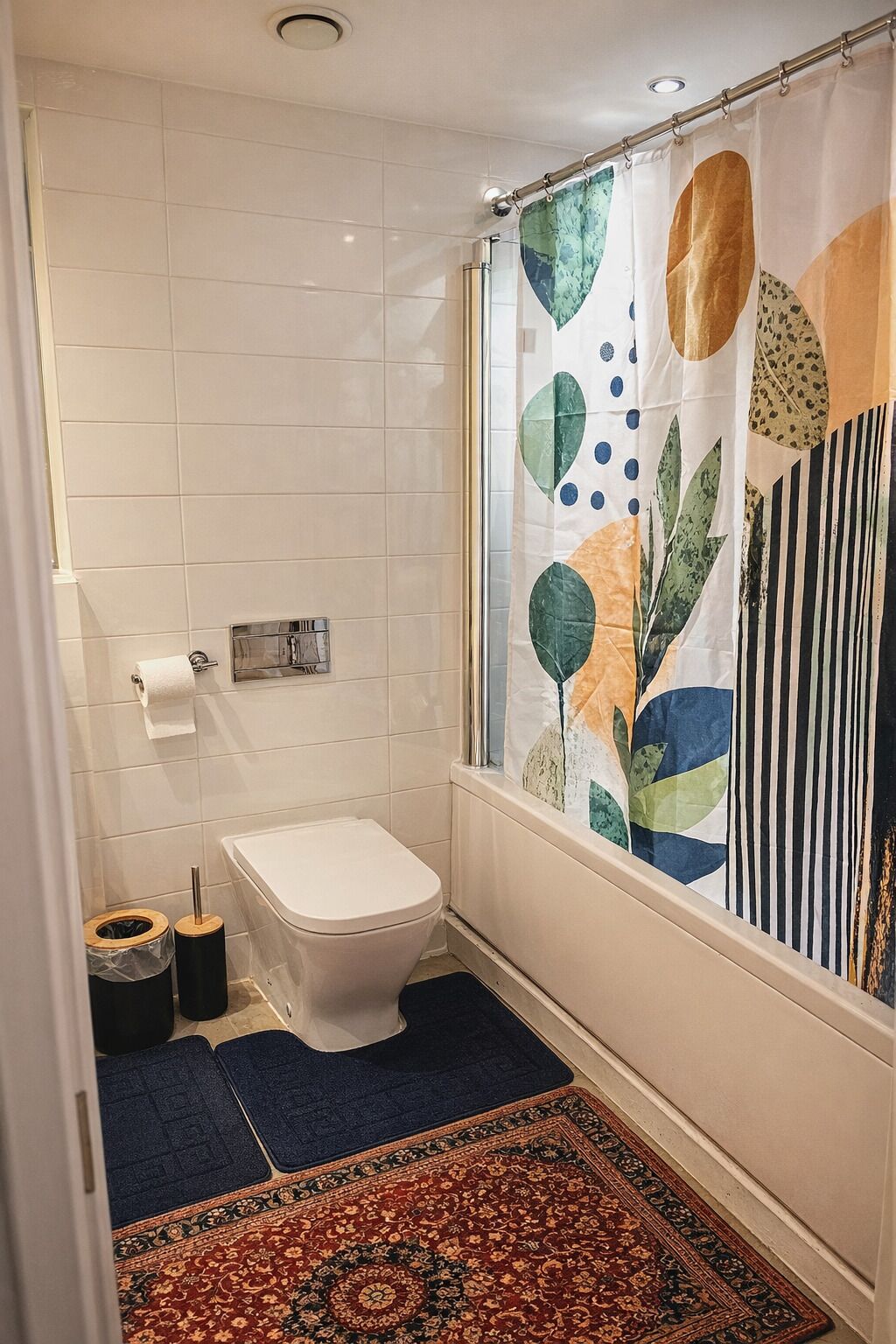 Hair dryer, towels, toilet paper