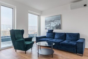 Apartment, Balcony, City View | Living area - Riverside Apartments with great view (Linz)