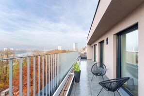 Apartment, Balcony, City View | Property grounds - Riverside Apartments with great view (Linz)