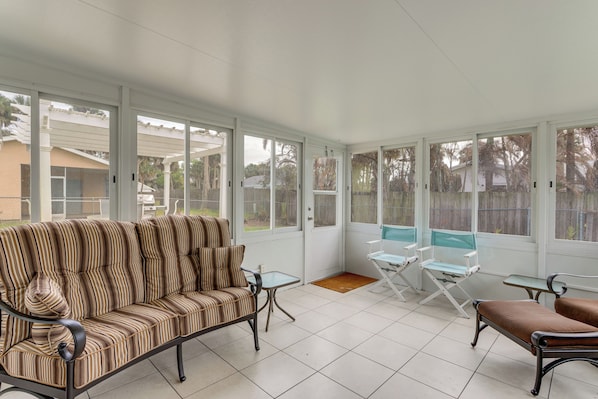 Interior - Screened Porch + Patio: Group Getaway in Palm Bay! (Palm Bay)