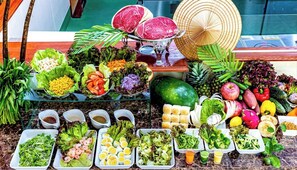 A variety of fresh fruits, vegetables, and protein options arranged on a table. - For 2 people Semidouble room breakfast include / Naha Okinawa (Naha)