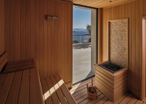 Un sauna, baño turco, masajes