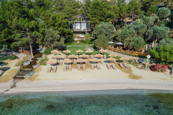 Private beach, free beach shuttle, beach bar