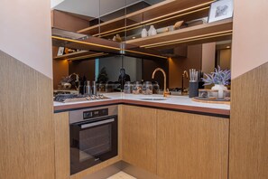 Fridge, microwave, oven, stovetop - 73rd Floor Luxury Apt | Melbourne CBD (Melbourne)