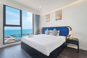套房, 海灘景 | 高級寢具、羽絨被、特厚豪華床墊、獨特設計