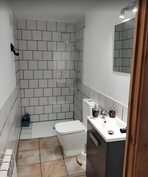 Suihku, hiustenkuivaaja, pyyhkeet