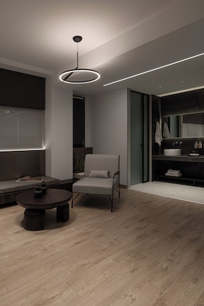 Junior Suites | 浴室 | 雨淋花灑、免費梳洗用品、風筒、拖鞋