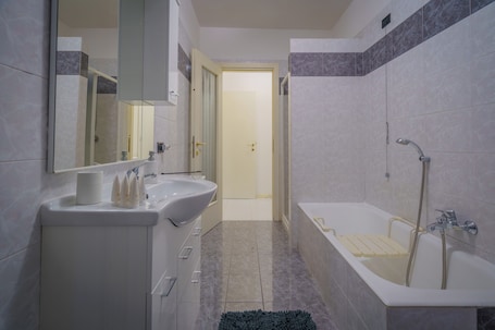 Shower, hair dryer, bidet, towels. Accommodation in Seriate, near Bergamo and Orio al Serio Airport BGY
