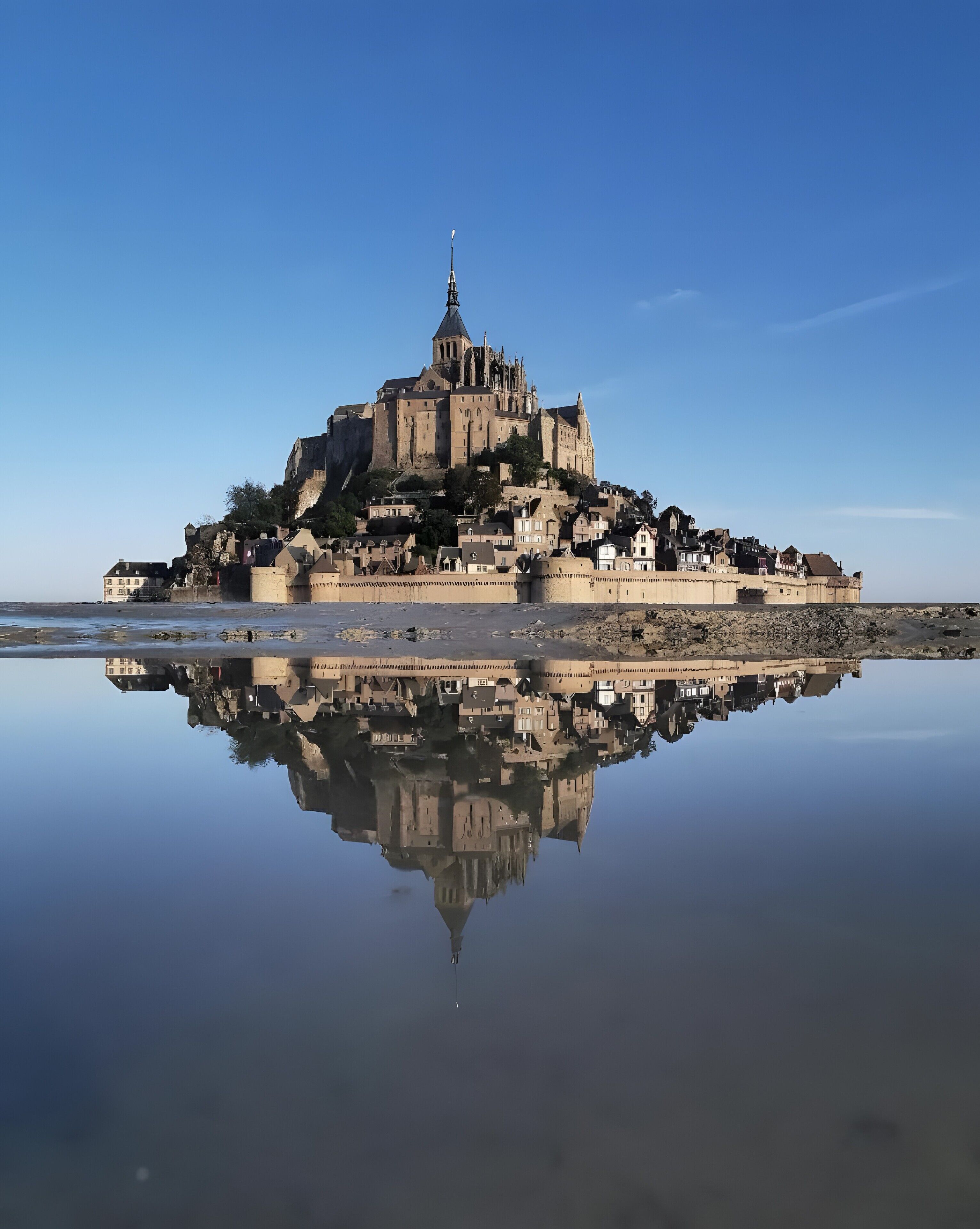 Il s’agit d’une structure historique qui ressemble à un château, avec une tour imposante, située sur une côte rocheuse où les eaux calmes reflètent le bâtiment.