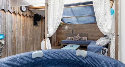 Maison de vacances 'La Cabane du Bassin' avec terrasse privée, Wi-Fi et climatisation