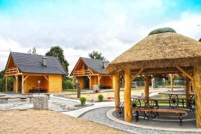 Holiday homes with fireplaces, playground