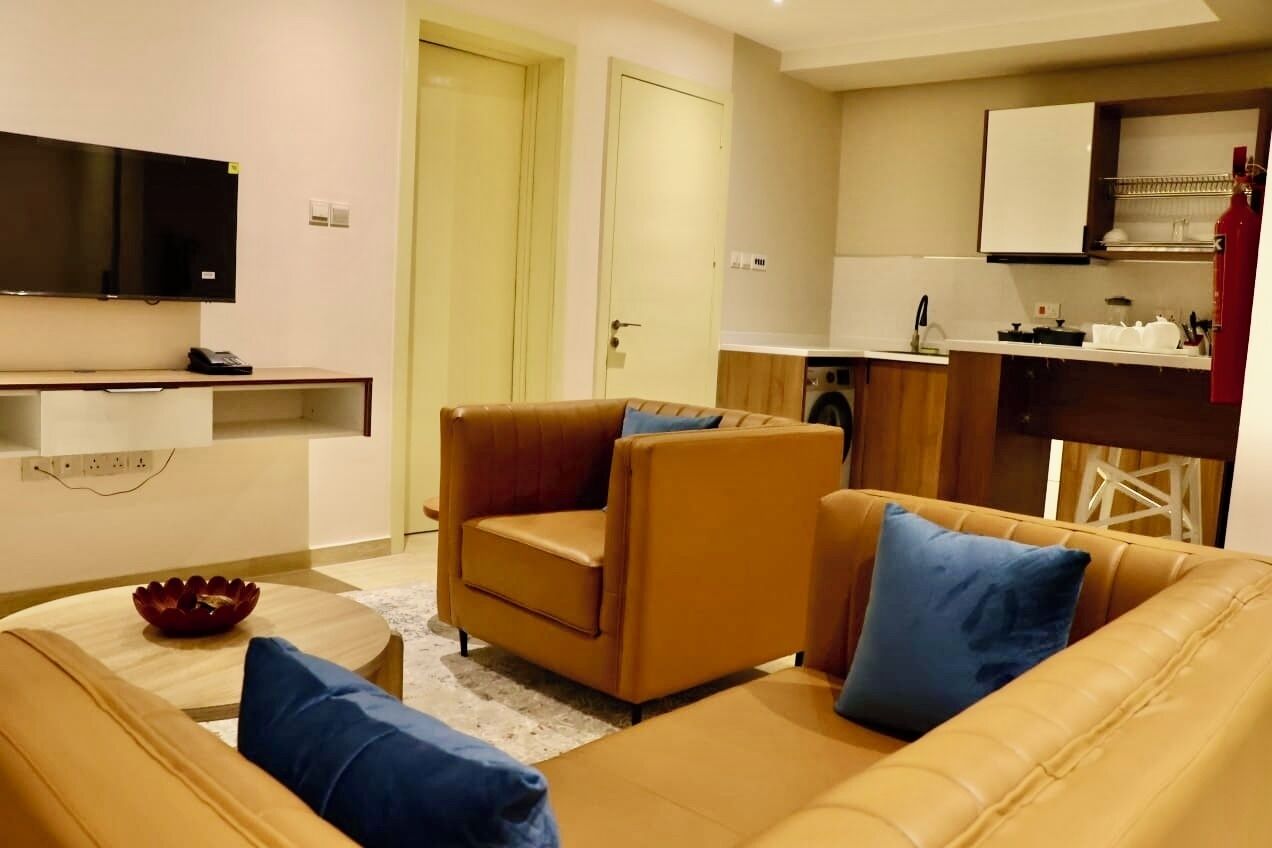 Executive-Suite, Stadtblick | Wohnbereich