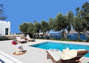Pool - Seafront Villa Elvion, Divine Sea Views, Private Pool, Furnished Terrace,. (Syros)