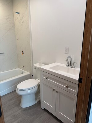 Hair dryer, towels, toilet paper