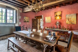 Dining - Room 2 in Château with Shared Terrace, Private Garden, and Wi-Fi (La Boixe)