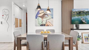 Apartment, Balcony, Pool View | Dining room