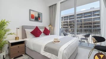 Studio Luxe, balcon, vue ville | Draps en coton égyptien, literie de qualité supérieure