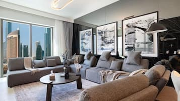 Appartement, 2 chambres, balcon, vue ville | Coin séjour