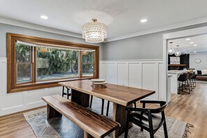 Dining - Coastal Canopy | Pool, Hot Tub, Pergola & Huge Fenced Yard – 4BR Near Beach ( 5 Min Drive) (Seminole)