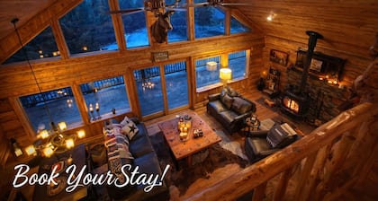 Stunning Log Cabin Retreat on 40 Private Acres Near Dickey Lake. Pet Friendly.