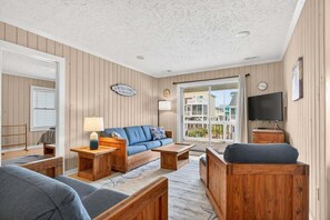 Smart TV, offices - Starfish Oasis by Brunswick Vacation Rentals: Beachy 4BR Retreat w/ Decks & Yard (Sunset Beach)