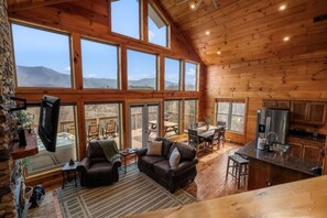Living area - VIEWS/Hot Tub/Fire Pit/Game Room/Daybed Swing - Three Bears Chalet (Gatlinburg)