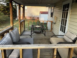 Outdoor dining - Cozy 3BR Home, Patio + Firepit, Sleeps 6 (Athens)