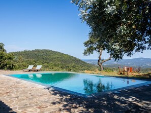 Pool - Provençal Stone Mas sea view | heated pool, tennis, pétanque | 20 min St-Tropez (La Garde Freinet)