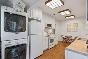 Fridge, microwave, oven, stovetop - Beach Cottage Steps to Sand | Walk to Pier & King and Prince (Saint Simons Island)