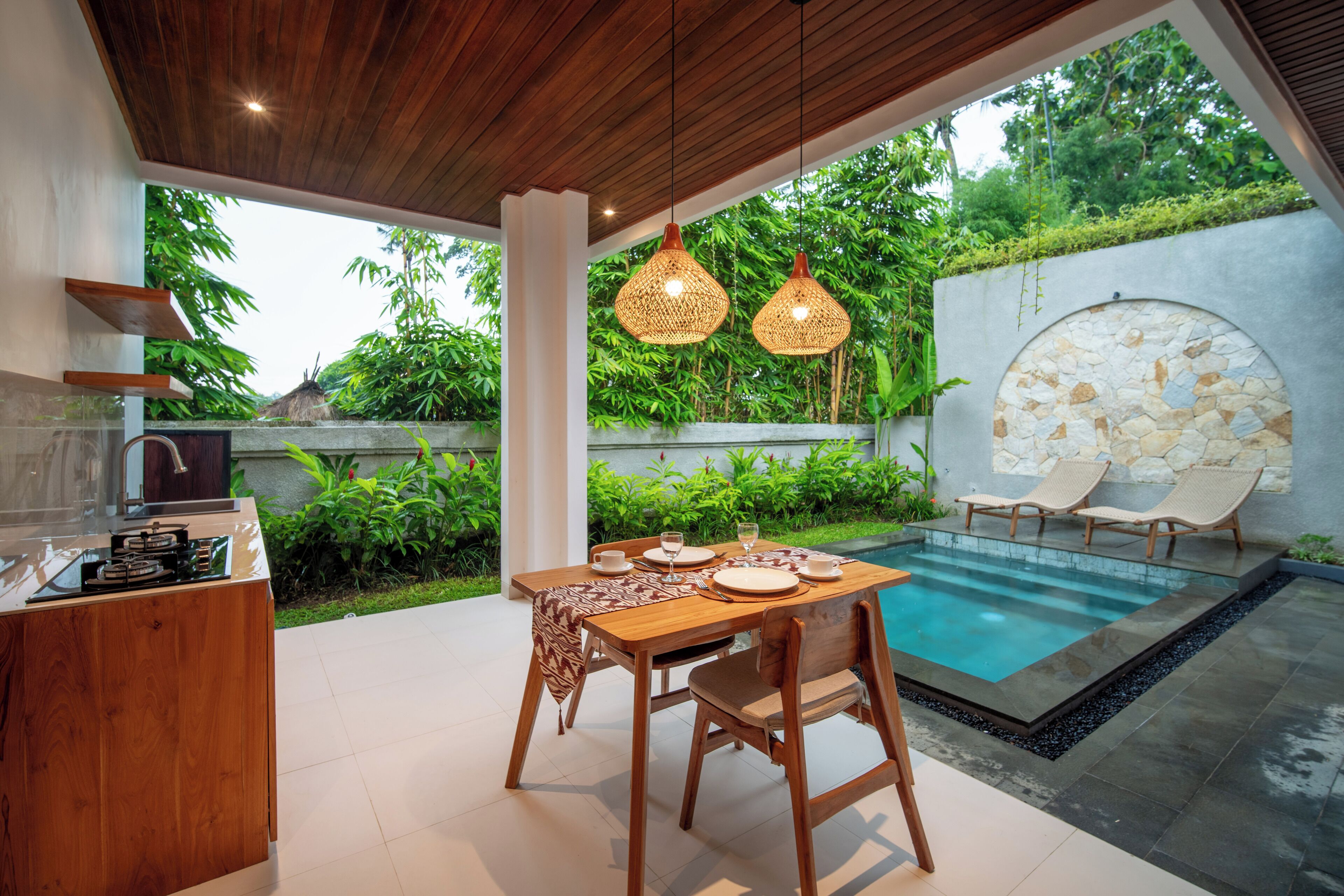 Deluxe-villa - 1 kingsize-seng - privat pool | Udendørs spisemuligheder