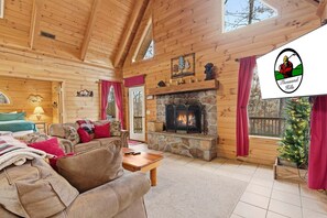 Smart TV, fireplace - Dakota Cabin • Hot Tub Retreat Near Thunder Ridge • Sleeps 6 (Ridgedale)