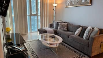 Appart'hÎtel, 2 chambres, balcon, vue ville | Salle de séjour