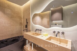 Duplex, Balcony, Canal View | Bathroom - LUX The Dorra Bay Marina View Suite (Dubai)