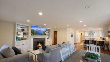 TV, fireplace, video games