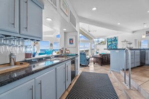 Fridge, microwave, oven, stovetop - Beachfront 5BR | Hot Tub & Sauna | Wraparound Deck | Sleeps 14 | Pet-Friendly (Galveston)
