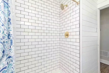 Shower, towels, soap, toilet paper. Charming Cozy Cottage with a Brand New Bathroom!