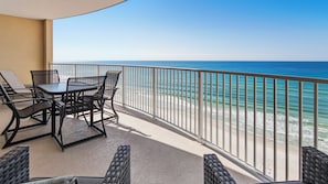 Outdoor dining - Emerald Isle 1102 - Front row beach chair service included! Affordable rates! (Panama City Beach)