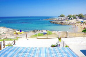 On the beach, sun-loungers - Seafront Home with Large Panoramic Sea-View Terrace – Marina di Ostuni (Ostuni)