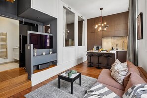 City Apartment, 1 Queen Bed with Sofa bed, Non Smoking, Courtyard View | Living area - Elegant 1BR near Notre-Dame Cathedral (Paris)