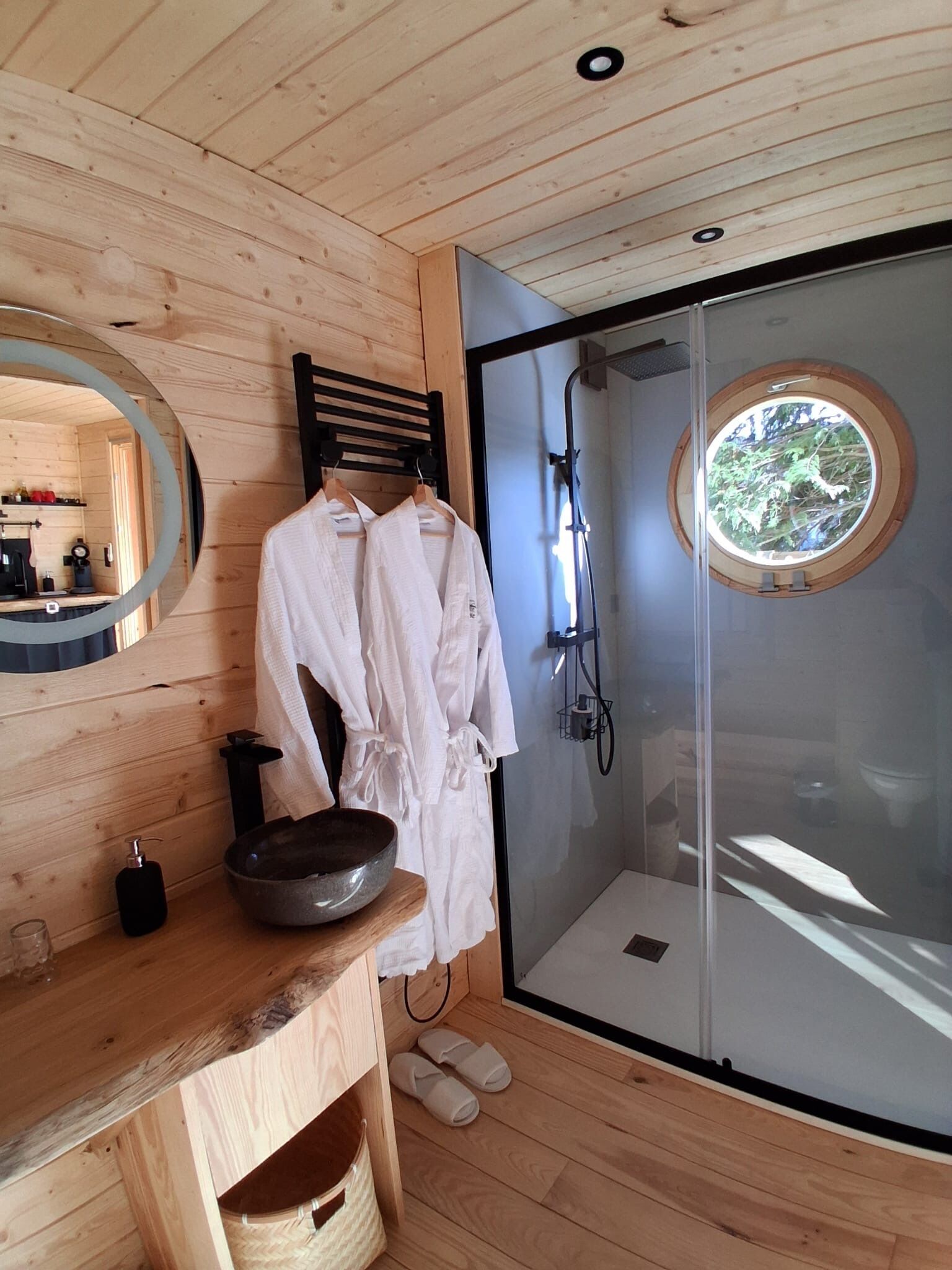 Shower, eco-friendly toiletries, hair dryer, towels