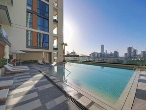 Pool - Luxe 1 Bed l City Views l near Circle Mall (Jumeirah Village Circle)