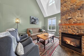 Living area - The Radium Experience | Top Floor | Mountain views | Pool | Hot Tub | Fireplace (Radium Hot Springs)