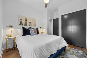 Peaceful queen bedroom with soft linens, stylish décor, and storage. - 1mi to Broadway! Cocktails & Dreams East Nashville (Nashville)