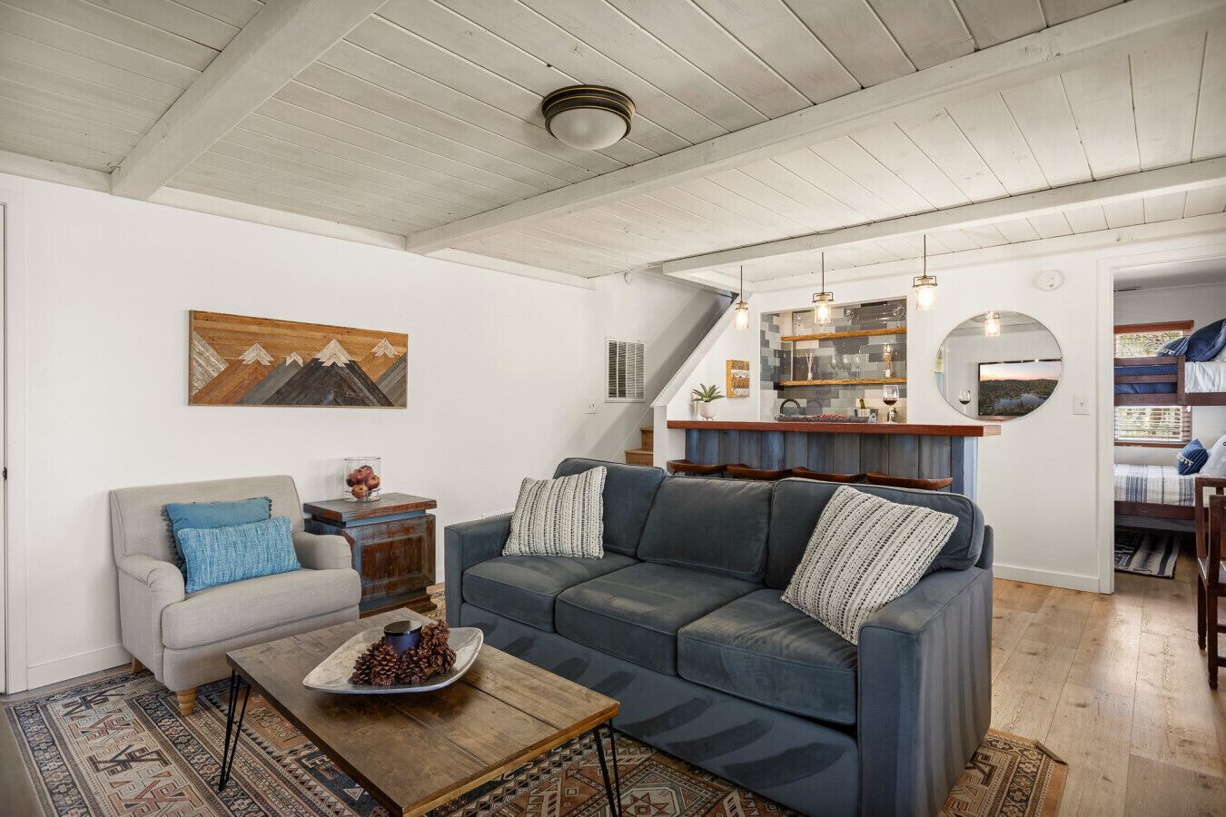 Smart TV, fireplace, table tennis, books
