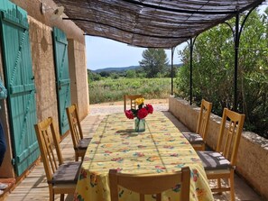 Outdoor dining - Les Plaines detached house with private pool (MONTFORT SUR ARGENS)